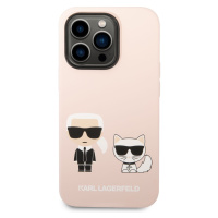 Silikonové pouzdro Karl Lagerfeld and Choupette Liquid Silicone pro Apple iPhone 14 Pro Max, růž