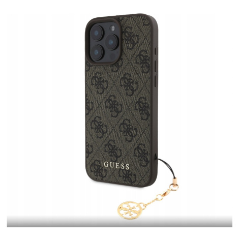 Pouzdro Guess 4G Charms Tone Logo Apple iPhone 16 Pro Max Zadní Kryt hnědá