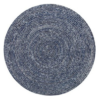 Kulatý džínový koberec průměr 140 cm tmavě modrý BULUCA, 181496