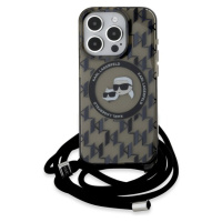 Karl Lagerfeld IML Monogram Crossbody K&CH Heads MagSafe zadní kryt iPhone 15 Pro černý