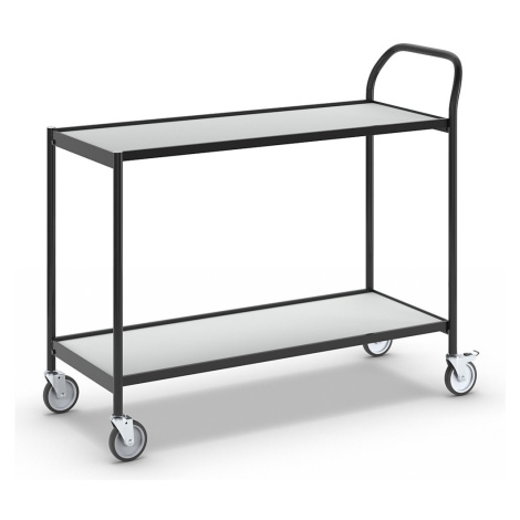 HelgeNyberg Stolový vozík, 2 etáže, d x š 1000 x 420 mm, černá / šedá