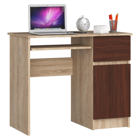 Ak furniture Psací stůl PIKSEL 90 cm dub sonoma/wenge pravý