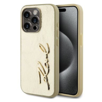 Karl Lagerfeld Wrinkled PU Signature Logo Zadní Kryt pro iPhone 15 Pro Gold