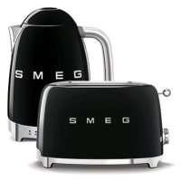SMEG 50's Retro Style Konvice 1,7l LED černá + topinkovač 2x2 černý 950W
