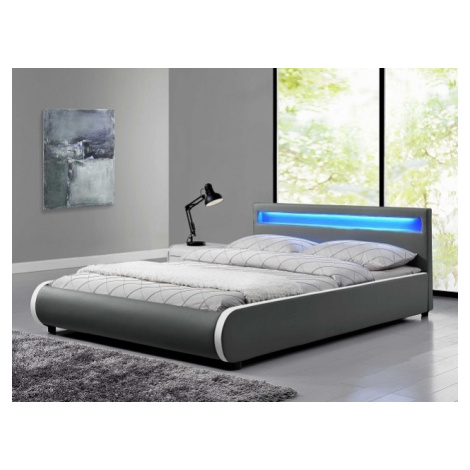 EULEM čalouněná postel s roštem 180x200 cm, šedá Tempo Kondela