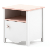 Noční stolek CHAUL, bílý/růžový