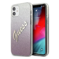 Pouzdro Guess Glitter Gradient Script pro iPhone 12 mini - růžové