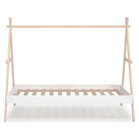 Bílá/přírodní domečková dětská postel z borovicového dřeva 90x200 cm Trufa – Marckeric