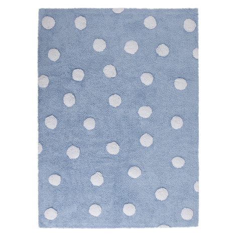 Lorena Canals, Přírodní koberec, ručně tkaný Polka Dots Blue-White, 120x160, modrá, dětský pokoj