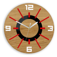 ModernClock Nástěnné hodiny Alladyn Wood červeno-černé