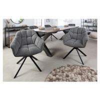 Estila Retro designová otočná jídelní židle s tmavě šedým čalouněním a černými kovovými nohami 8