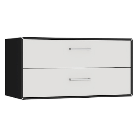 mauser Závěsný samostatný box, 2 zásuvky, šířka 770 mm, černá / signální bílá