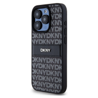 Zadní kryt DKNY PU Leather Repeat Pattern Tonal Stripe pro Apple iPhone 15 Pro Max, černá