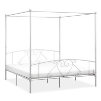 Rám postele s nebesy bílý kovový 200x200 cm