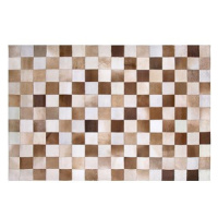 Kožený koberec hnědý s béžovou 160 x 230 cm SOLMAZ, 182103
