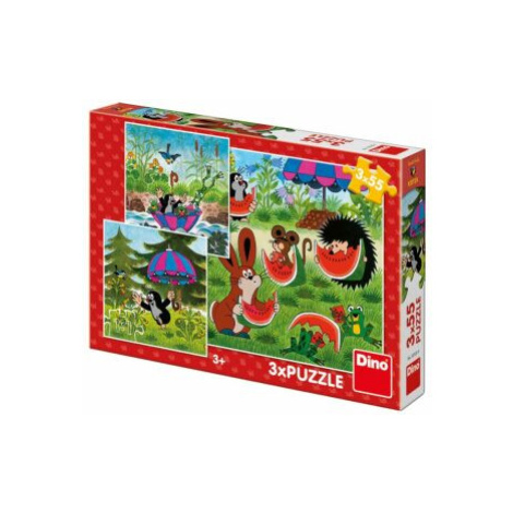 Krteček a paraplíčko - puzzle 3x55 dílků Dino