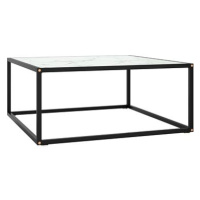 SHUMEE Konferenční stolek černý s bílým mramorovým sklem 80 × 80 × 35 cm, 322877