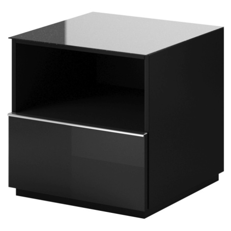 DEJEON televizní stolek 1S, černá/černé sklo Helvetia