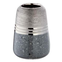 Váza válec kónická keramika šedá-stříbrná 18,5cm