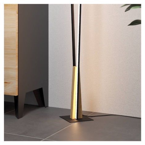 EGLO Stojací lampa Panagria LED, černá s dřevěnými detaily