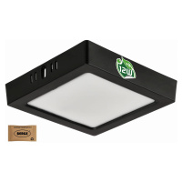 Čtvercový LED panel přisazený - černý - 12W - PC - neutrální bílá