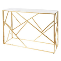 Konzolový stolek ISCODO 6 bílý mramor/zlatá