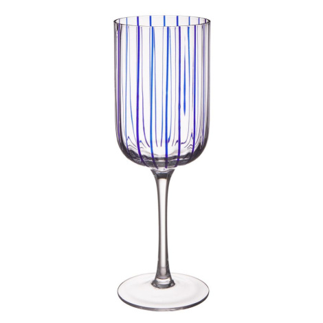 CHEERFUL Sklenice na víno pruhovaná 380 ml - modrá