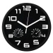 SEGNALE Nástěnné hodiny s teploměrem a vlhkoměrem 25 cm černá KO-837362300cern