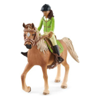 Schleich 42542 Černovláska Sarah s pohyblivými klouby na koni