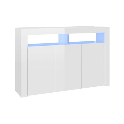 Příborník s LED osvětlením bílý vysoký lesk 115,5 × 30 × 75 cm SHUMEE