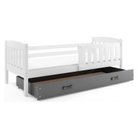 BMS Dětská postel KUBUŠ 1 s úložným prostorem| bílá Barva: bílá / šedá, Rozměr: 200 x 90 cm