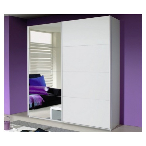 Šatní skříň Quadra, 181 cm, bílá/zrcadlo Asko