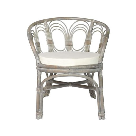 Jídelní židle s poduškou šedá přírodní ratan a lněné plátno SHUMEE