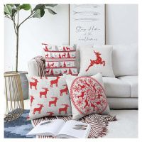 Sada 4 vánočních žinylkových povlaků na polštář Minimalist Cushion Covers Reindeer, 55 x 55 cm