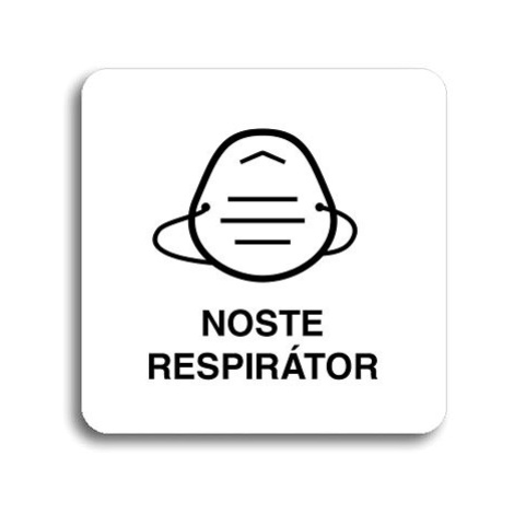 Accept Piktogram "noste respirátor IV" (80 × 80 mm) (bílá tabulka - černý tisk bez rámečku)