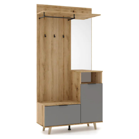 Tempo Kondela Předsíňová sestava NODRI, dub evoke/grafit + kupón KONDELA10 na okamžitou slevu 3%