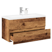 vidaXL Skříňka se zápustným umyvadlem old wood 91 x 39,5 x 49 cm