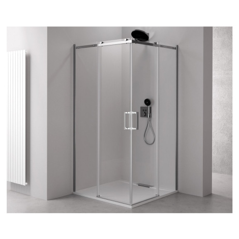 Polysan THRON LINE ROUND obdélníkový sprchový kout 110 x 100 cm, kulaté pojezdy, chrom čiré sklo