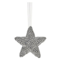 H&L Závěsná korálková Hvězda, 15 cm, stříbrná