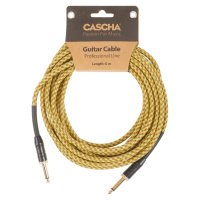 Cascha Professional Line Guitar Cable, Straight, Tweed Natural, 6 m