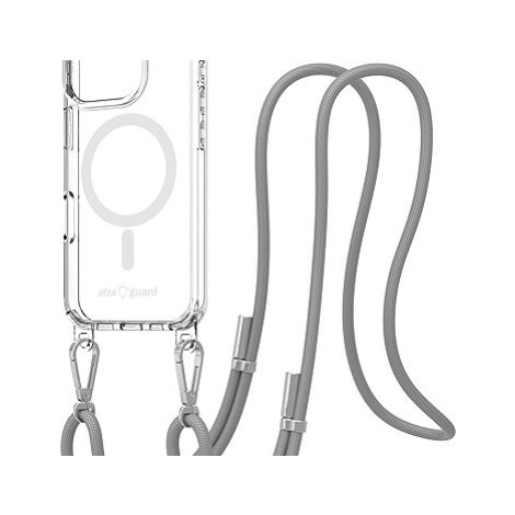 AlzaGuard Luxe Detach Lanyard Case Compatible with MagSafe for iPhone 16 Pro šedý
