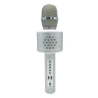 Mikrofon karaoke Bluetooth stříbrný na baterie s USB