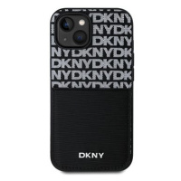 DKNY PU Leather Repeat Pattern Card Pocket Zadní Kryt pro iPhone 15 Black