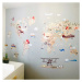 Dětské samolepky na zeď - Hnědá mapa světa pro malé dobrodruhy