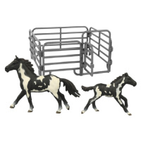 RAPPA Sada koně 2 ks s ohradou černo-bílý