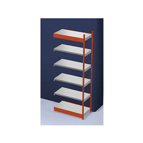 hofe Stabilní zásuvný regál, jednostranný, výška regálu 2500 mm, oranžový / pozinkovaný, šířka p