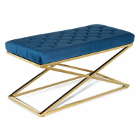 HowHomely Prošívaná lavice SALIBA 50x97 cm zlatá/modrá