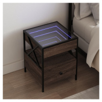 vidaXL Noční stolek s Infinity LED hnědý dub 40 x 40 x 51 cm