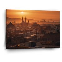 Sablio Obraz Barcelona Night Skyline - 90x60 cm