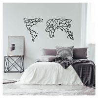 Černá kovová nástěnná dekorace Geometric World Map, 120 x 58 cm